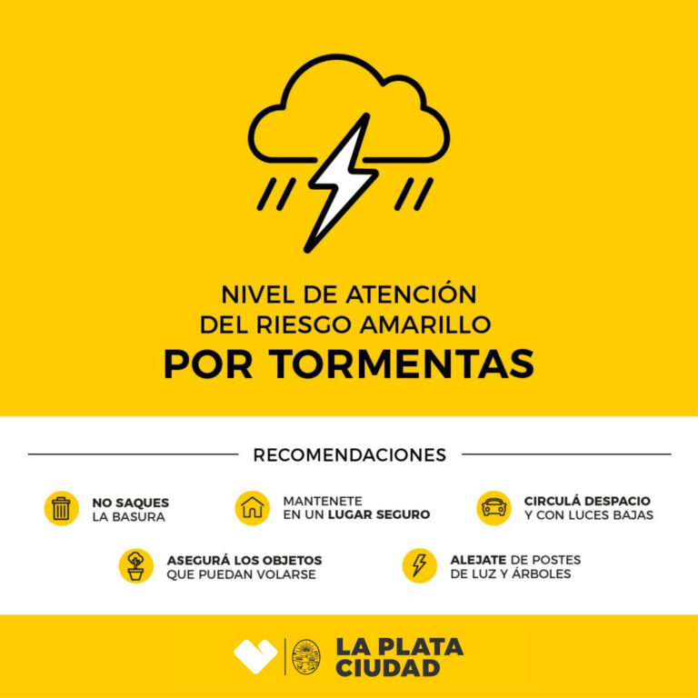 Alerta amarilla por tormentas y refuerzan prevención en la vía pública