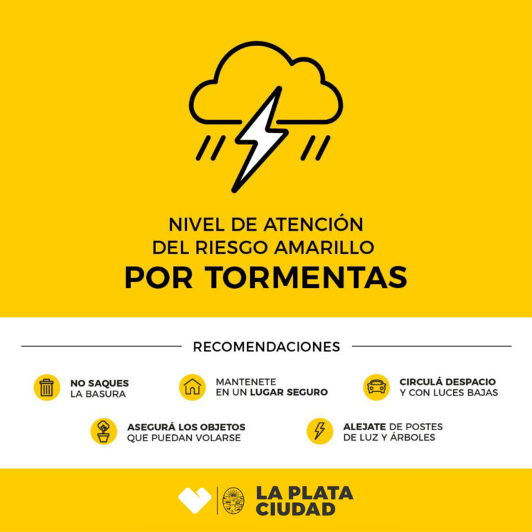 Establecimos el nivel de alerta ‘Amarillo’ por tormentas de intensidad