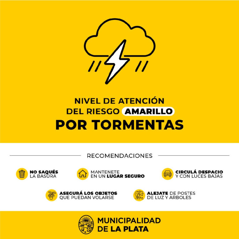 La Plata: elevamos el nivel de alerta a ‘Amarillo’ por tormentas